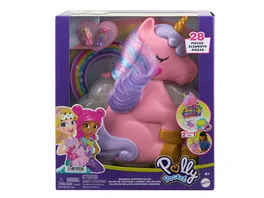 Polly Pocket Regenbogen Einhorn Salon Spielset mit 2 kleinen Puppen Styling Kopf und ueber 20 Zubehoerteilen