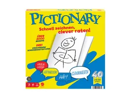 Pictionary Familienbrettspiel fuer Kinder und Erwachsene und Spieleabende mit abwischbaren Maltafeln und Stiften