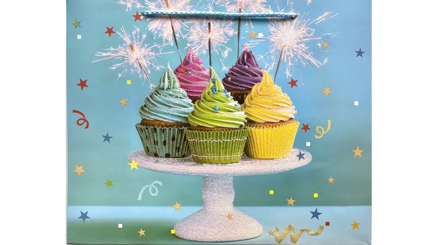 Geschenktüte "Birthday Candles / Cupcake" Grösse M sortiert
