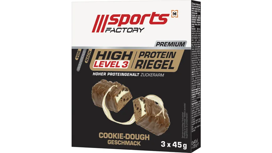 SPORTS FACTORY Proteinriegel Level 3 Deluxe Cookie-Dough