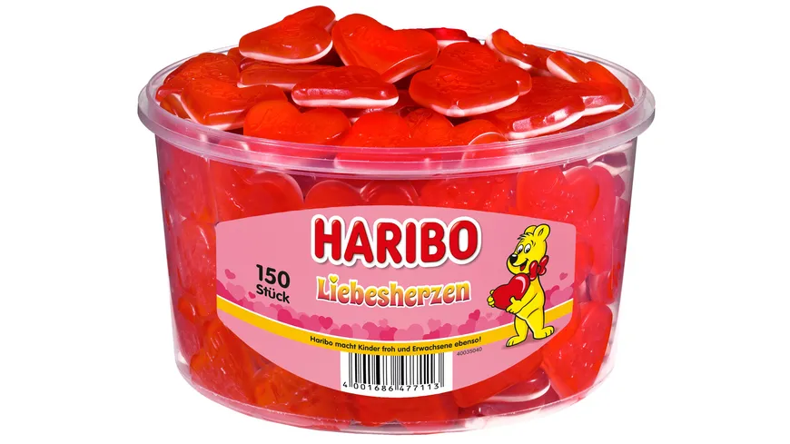 Haribo Suessware Fruchtgummi Mit Schaumzucker Liebesherzen 1 Rd 150 St ...