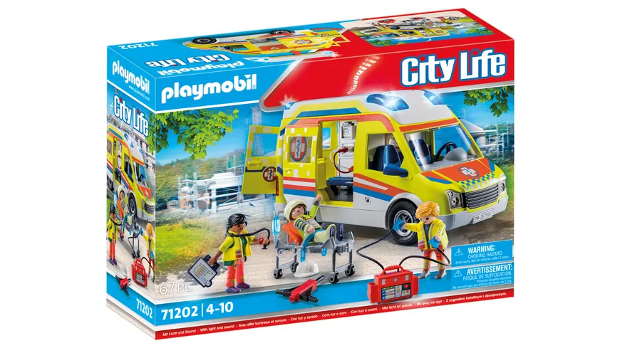 PLAYMOBIL 71202 - City Life - Rettungswagen mit Licht und Sound