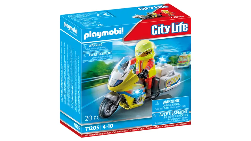 PLAYMOBIL 71205 - City Life - Notarzt-Motorrad mit Blinklicht