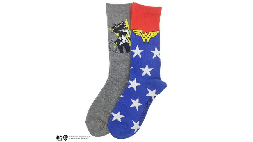 Damen Socken Warner Bros Crew Design Wonderwoman 2er Pack