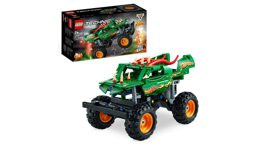 LEGO Technic 42149 Monster Jam Dragon, Monster Truck-Spielzeug 2in1-Set