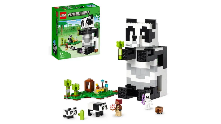 LEGO Minecraft 21245 Das Pandahaus Set, Spielzeug-Haus mit Skelett