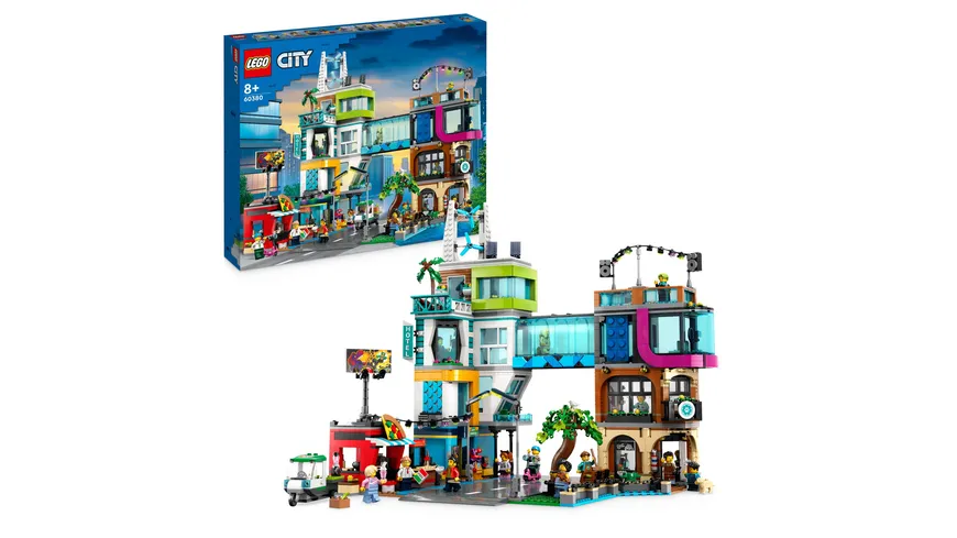 LEGO City 60380 Stadtzentrum Set, Modellbausatz, Spielzeug mit Läden