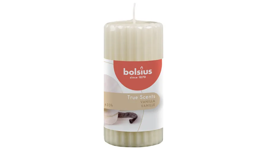 bolsius Duft-Stumpenkerze geriffelt True Scents 12cm Vanille